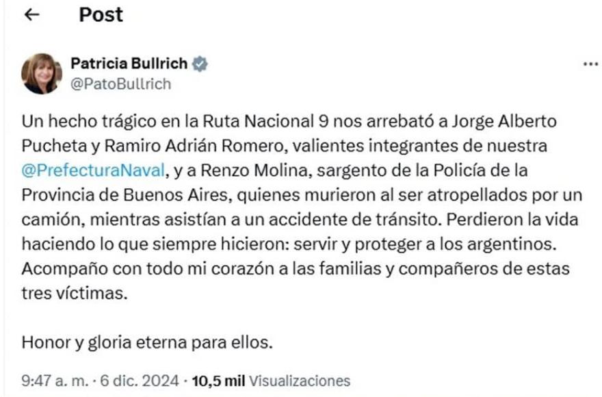 El posteo de la funcionaria.