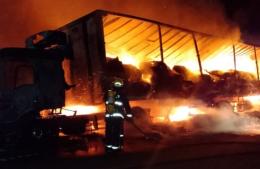 Se incendió un camión en la autopista